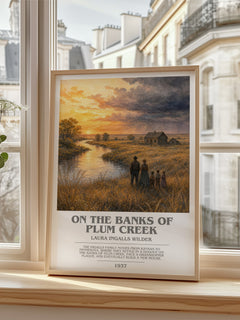 On the Banks of Plum Creek bookish poster colour and style options – Laura Ingalls Wilder book art