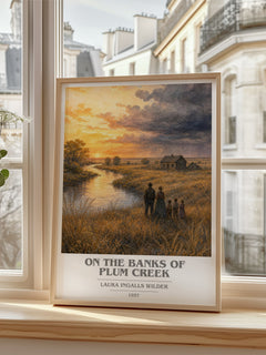 On the Banks of Plum Creek book cover poster colour and style options – Laura Ingalls Wilder book art