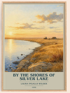By the Shores of Silver Lake book cover book poster by Laura Ingalls Wilder – framed literary art print