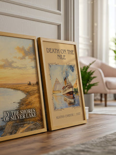 By the Shores of Silver Lake watercolour print framed by window – literary home decor