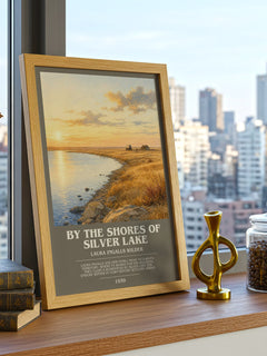 By the Shores of Silver Lake bookish print framed by window – literary home decor