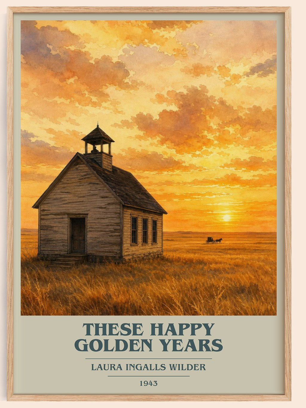 These Happy Golden Years book cover book poster by Laura Ingalls Wilder – framed literary art print