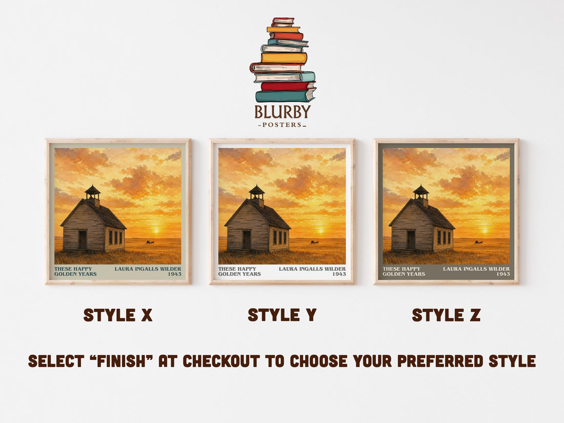 These Happy Golden Years literary print in frame leaning in hallway – childrens wall art (mockup)