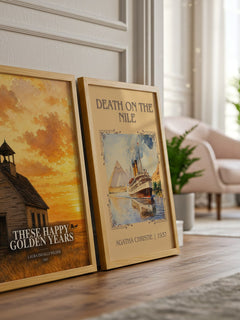 These Happy Golden Years watercolour print framed by window – literary home decor