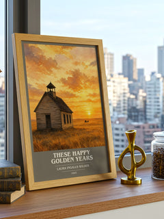These Happy Golden Years book cover print framed by window – literary home decor