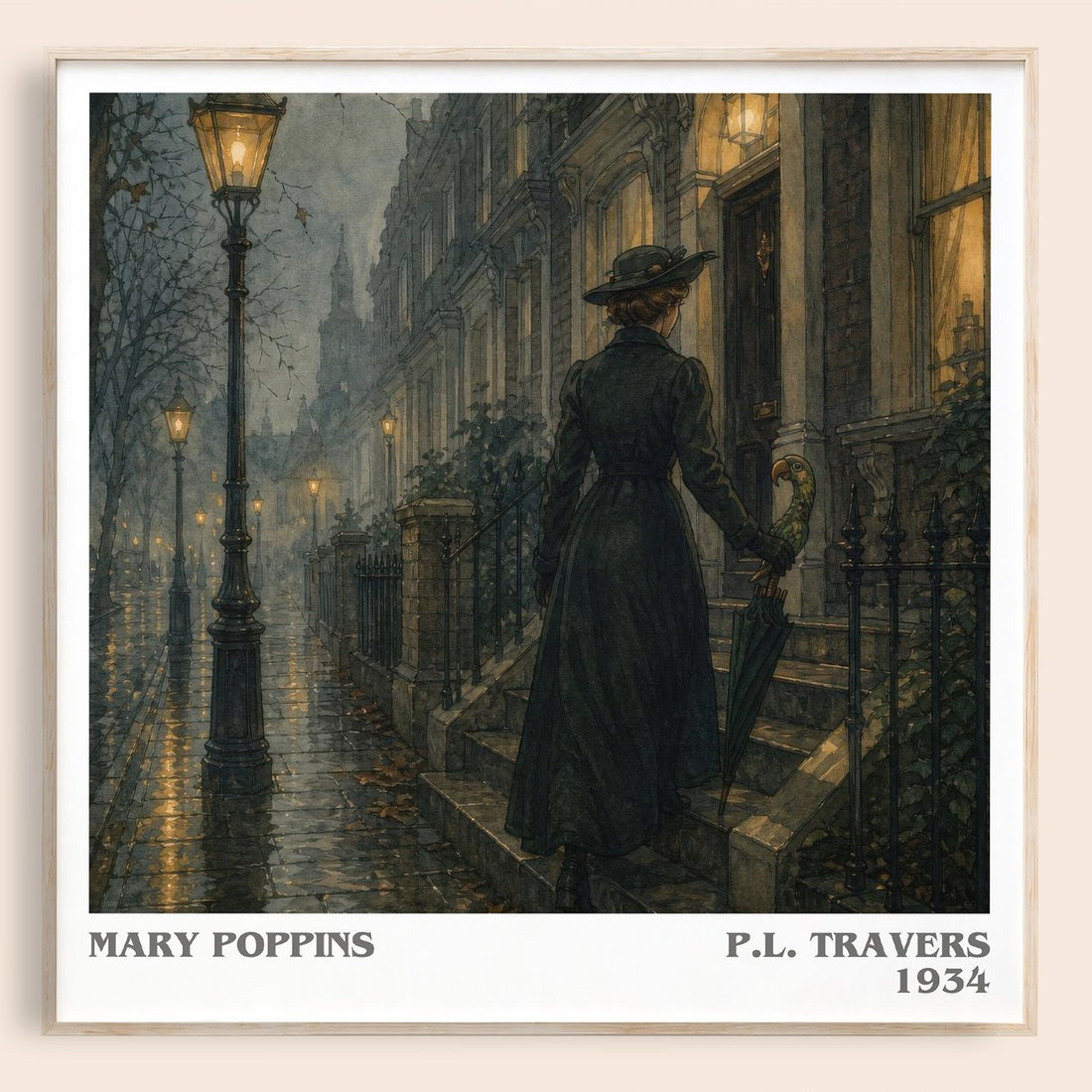 Mary Poppins literary book poster by P.L. Travers – framed literary art print
