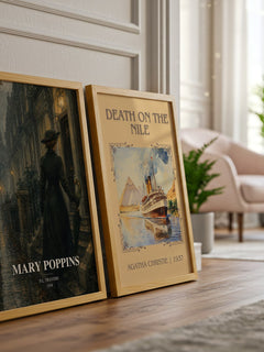 Mary Poppins watercolour print framed by window – literary home decor