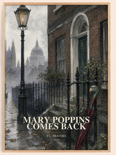 Mary Poppins Comes Back watercolour book poster by P.L. Travers – framed literary art print