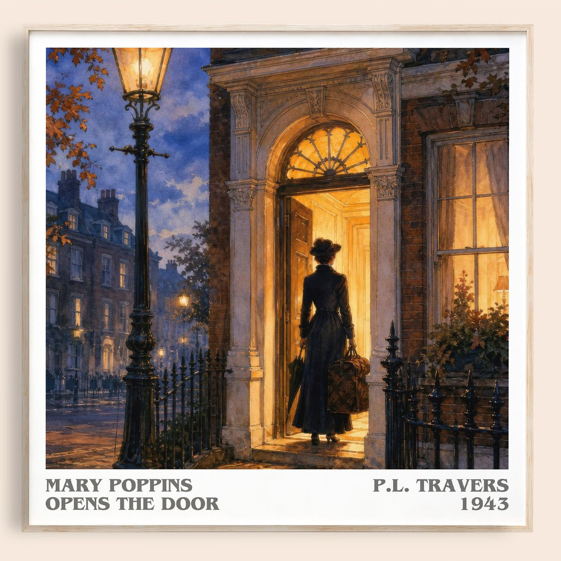 Mary Poppins Opens the Door literary book poster by P.L. Travers – framed literary art print