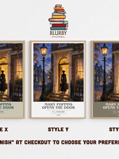 Mary Poppins Opens the Door book cover print in frame leaning in hallway – childrens wall art
