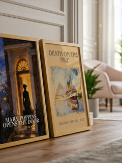 Mary Poppins Opens the Door watercolour print framed by window – literary home decor