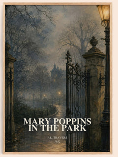 Mary Poppins in the Park watercolour book poster by P.L. Travers – framed literary art print