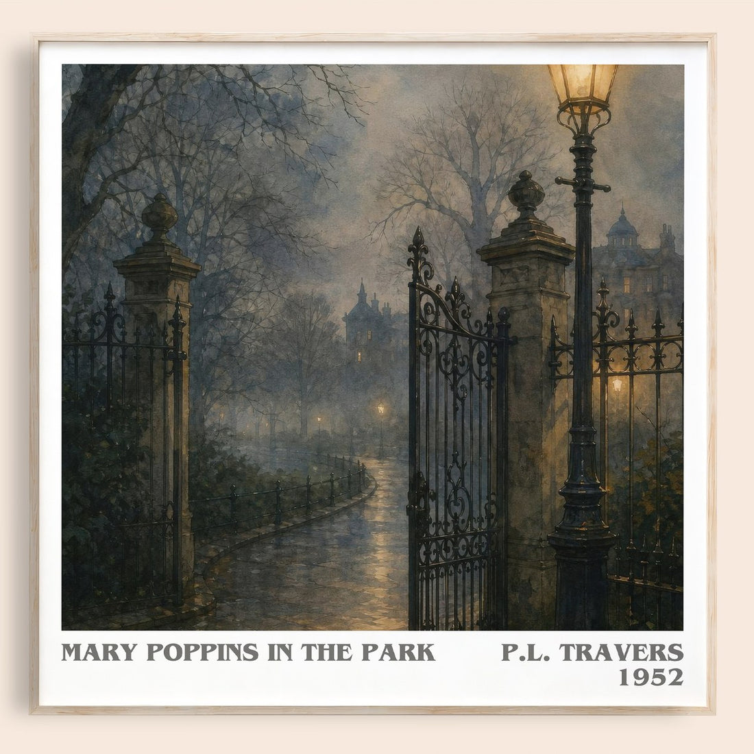 Mary Poppins in the Park literary book poster by P.L. Travers – framed literary art print