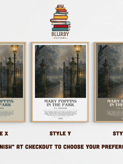 Mary Poppins in the Park bookish print in frame leaning in hallway – childrens wall art
