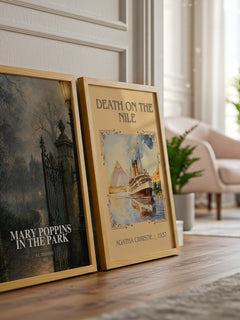 Mary Poppins in the Park watercolour print framed by window – literary home decor