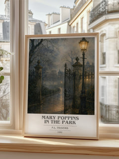 Mary Poppins in the Park book cover poster colour and style options – P.L. Travers book art