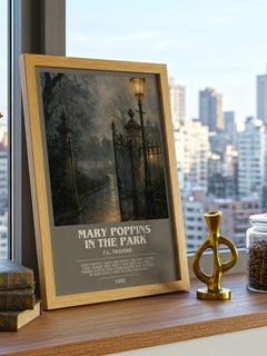 Mary Poppins in the Park bookish print framed by window – literary home decor