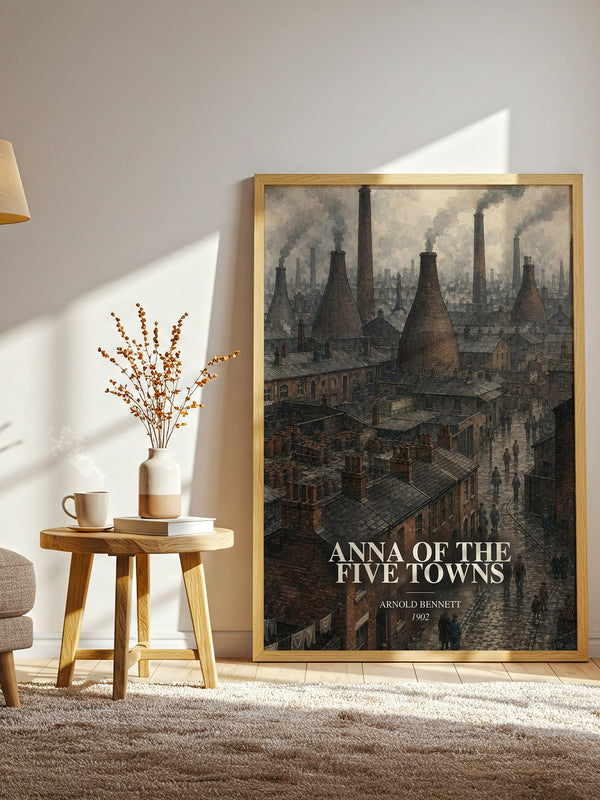 Anna of the Five Towns watercolour print in frame leaning in hallway – literary fiction wall art