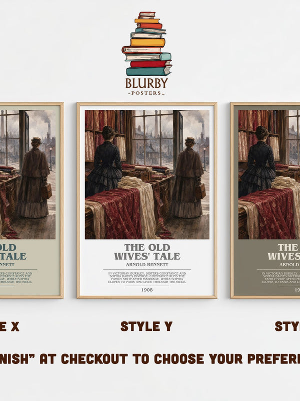 The Old Wives' Tale bookish print in frame leaning in hallway – literary fiction wall art