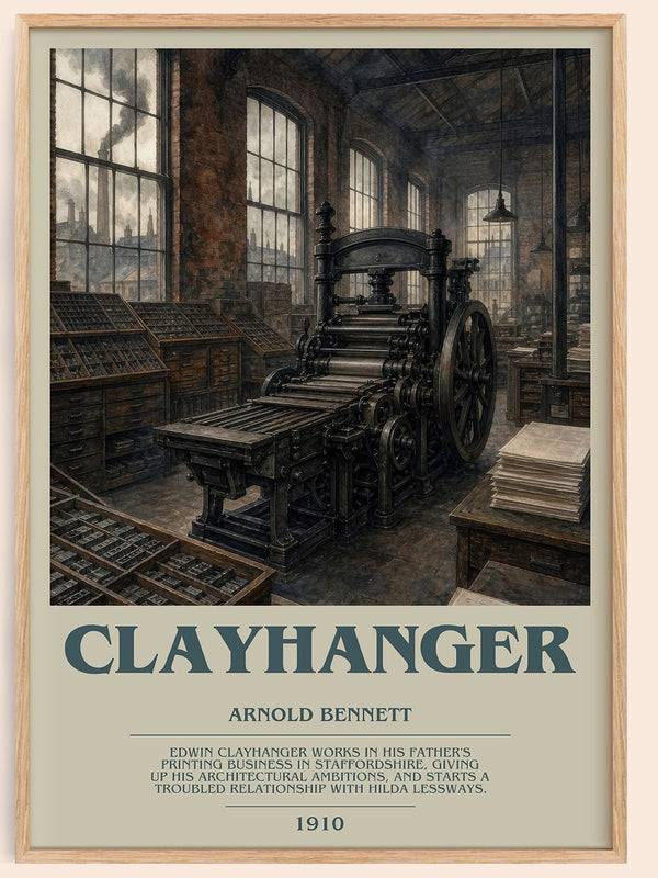Clayhanger bookish book poster by Arnold Bennett – framed literary art print