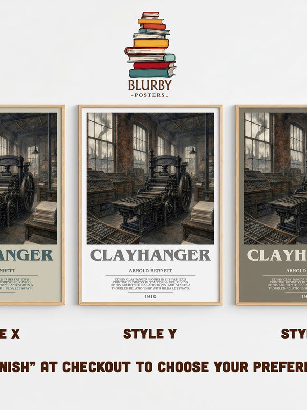 Clayhanger bookish print in frame leaning in hallway – literary fiction wall art