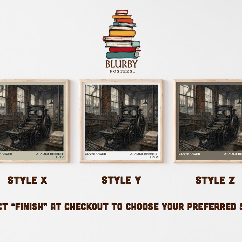 Clayhanger literary print in frame leaning in hallway – literary fiction wall art