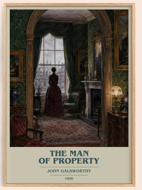 The Man of Property book cover book poster by John Galsworthy – framed literary art print