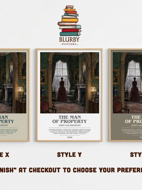 The Man of Property bookish print in frame leaning in hallway – classic literature wall art