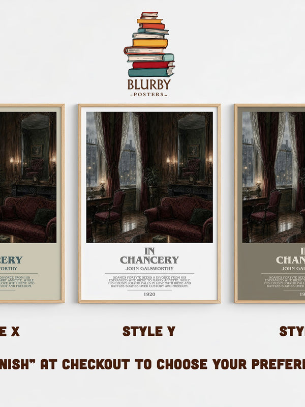 In Chancery bookish print in frame leaning in hallway – literary fiction wall art