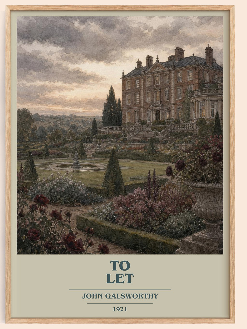 To Let book cover book poster by John Galsworthy – framed literary art print