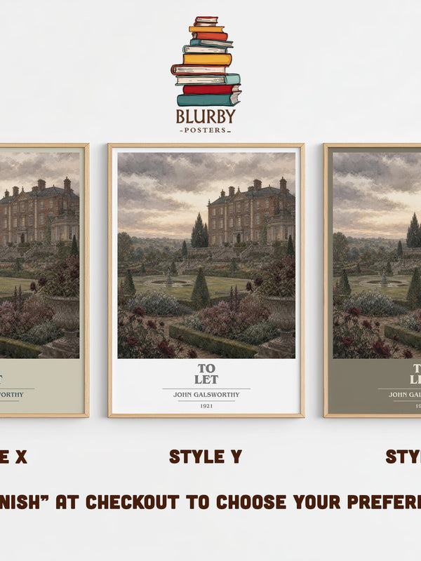 To Let book cover print in frame leaning in hallway – classic literature wall art