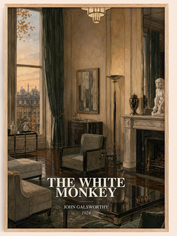 The White Monkey watercolour book poster by John Galsworthy – framed literary art print