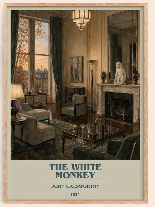 The White Monkey book cover book poster by John Galsworthy – framed literary art print