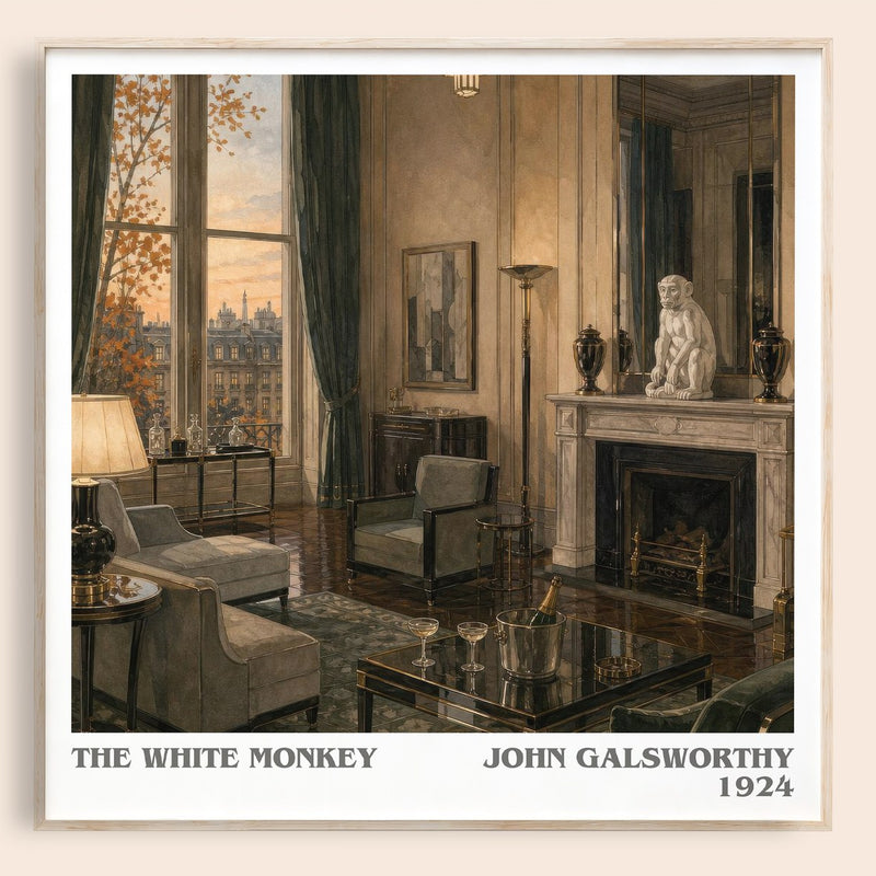 The White Monkey literary book poster by John Galsworthy – framed literary art print