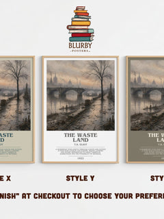 The Waste Land bookish print in frame leaning in hallway – poetry wall art