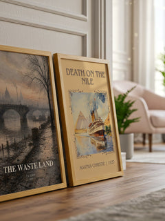 The Waste Land watercolour print framed by window – literary home decor