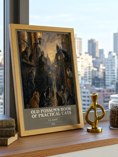Old Possum's Book of Practical Cats book cover print framed by window – literary home decor