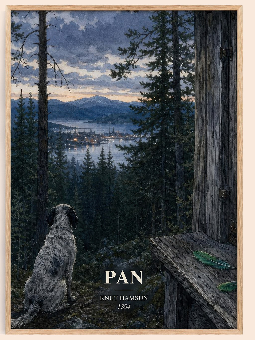 Pan watercolour book poster by Knut Hamsun – framed literary art print