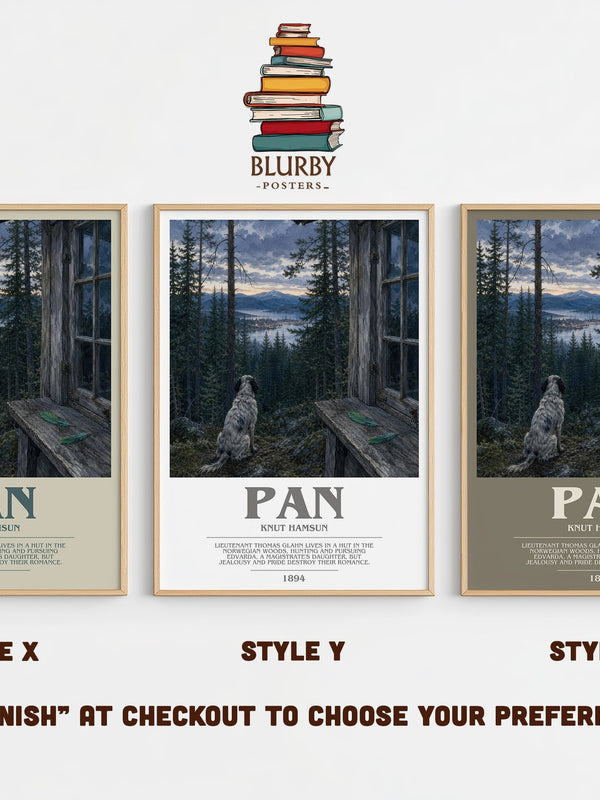 Pan bookish print in frame leaning in hallway – literary fiction wall art