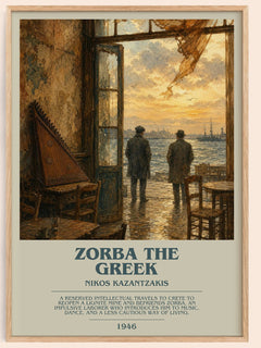 Zorba the Greek bookish book poster by Nikos Kazantzakis – framed literary art print