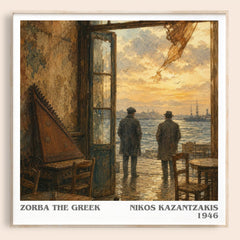 Zorba the Greek literary book poster by Nikos Kazantzakis – framed literary art print