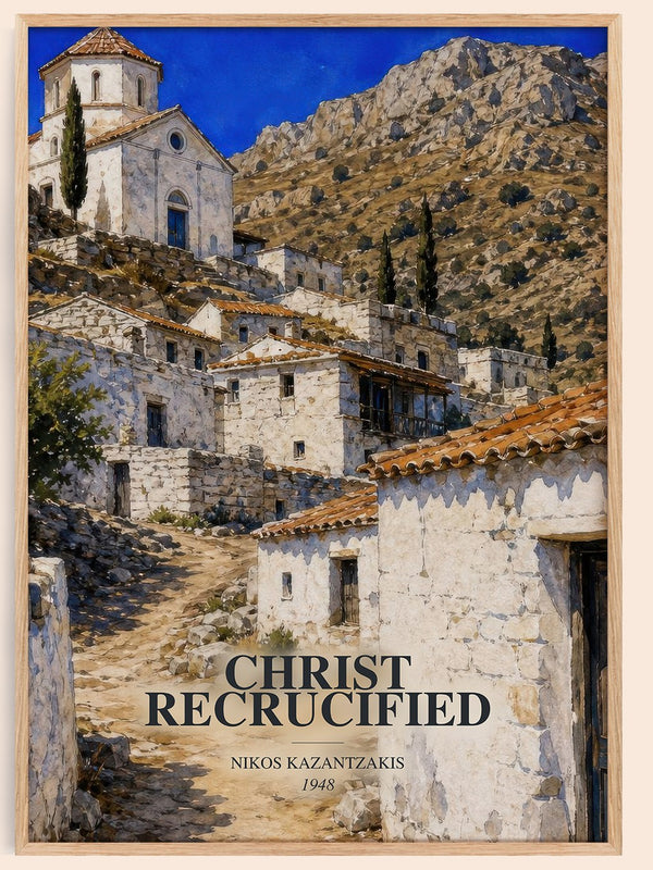 Christ Recrucified watercolour book poster by Nikos Kazantzakis – framed literary art print
