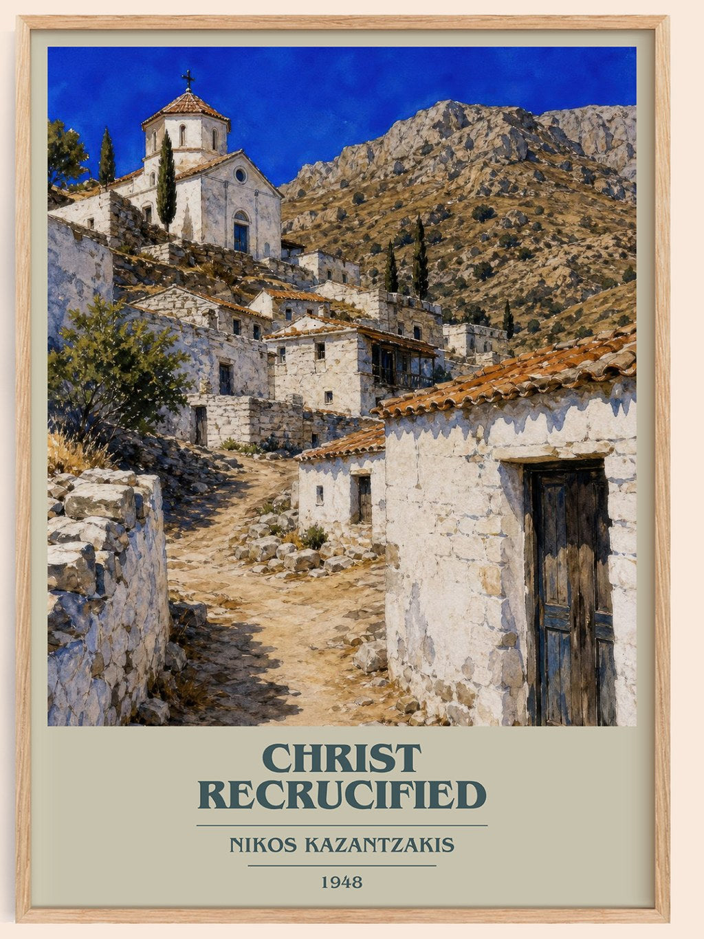 Christ Recrucified book cover book poster by Nikos Kazantzakis – framed literary art print
