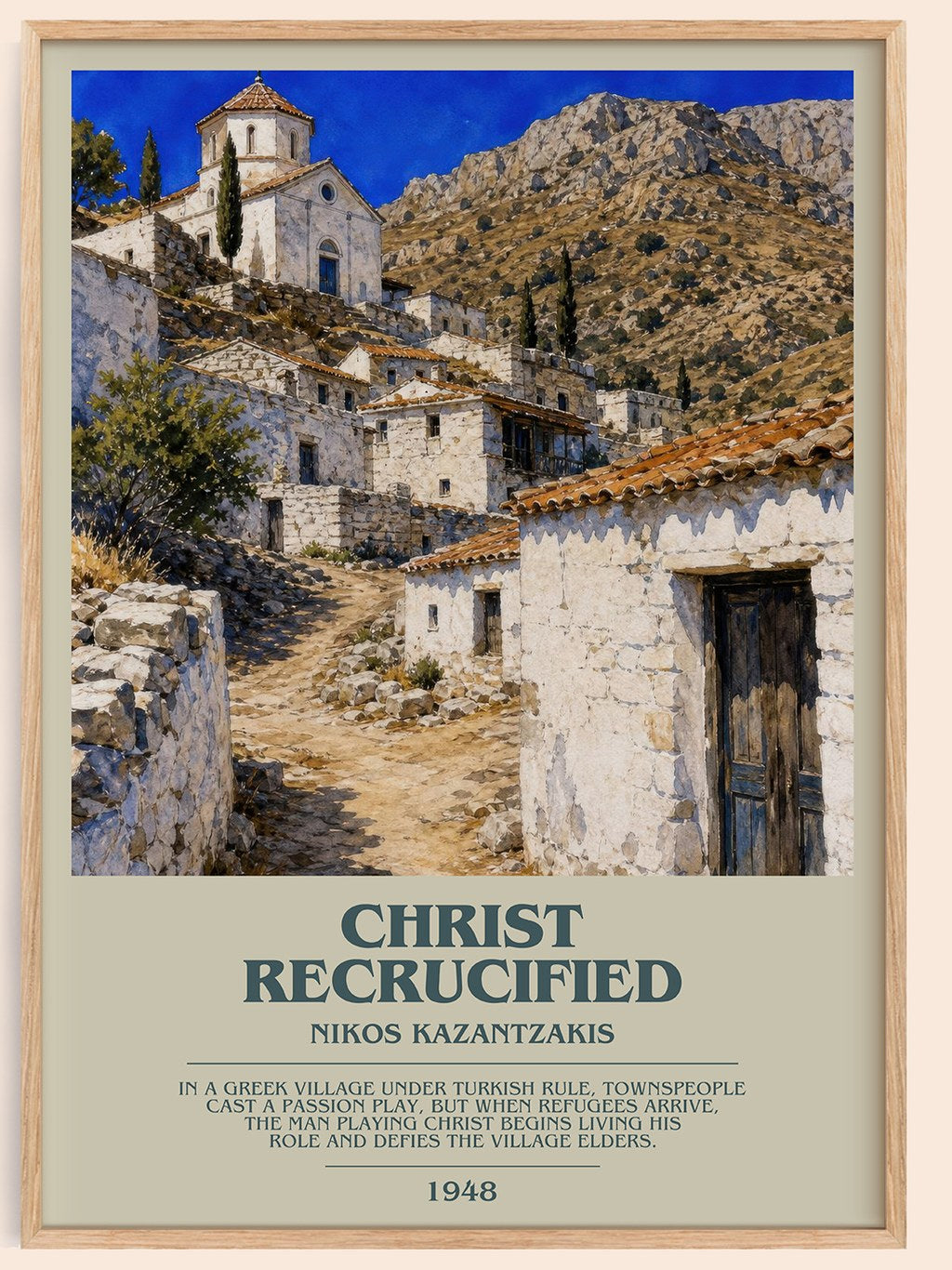Christ Recrucified bookish book poster by Nikos Kazantzakis – framed literary art print