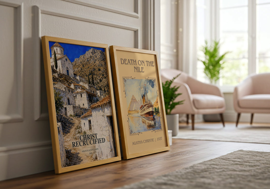 Christ Recrucified watercolour print framed by window – literary home decor