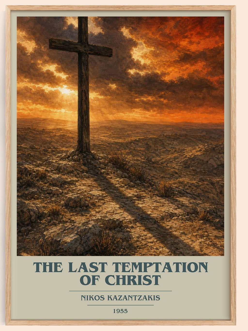 The Last Temptation of Christ book cover book poster by Nikos Kazantzakis – framed literary art print