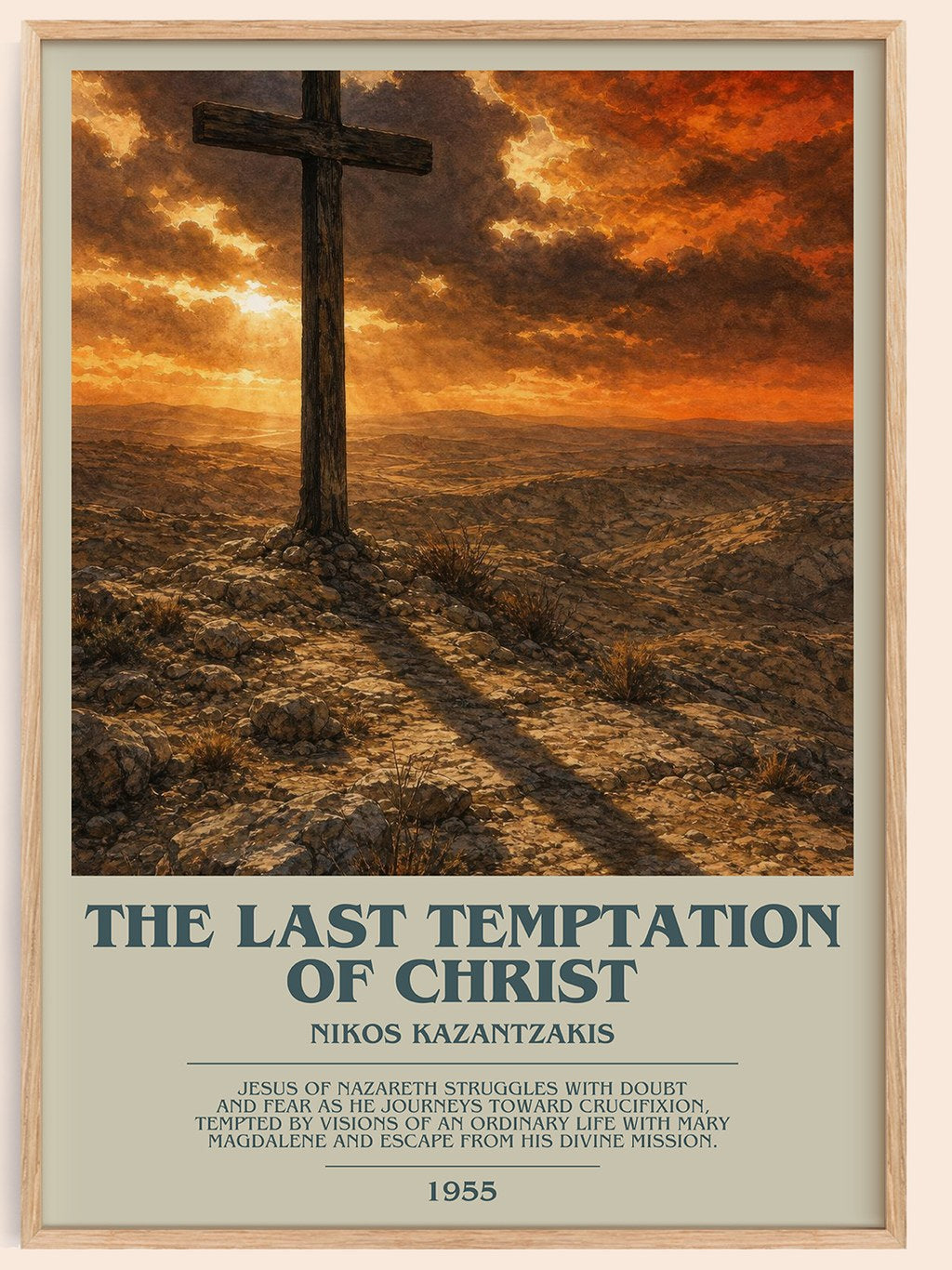 The Last Temptation of Christ bookish book poster by Nikos Kazantzakis – framed literary art print