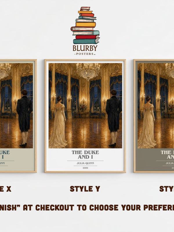 The Duke and I book cover print in frame leaning in hallway – romance wall art