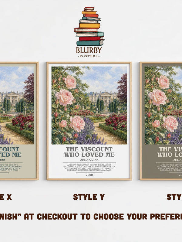 The Viscount Who Loved Me bookish print in frame leaning in hallway – romance wall art