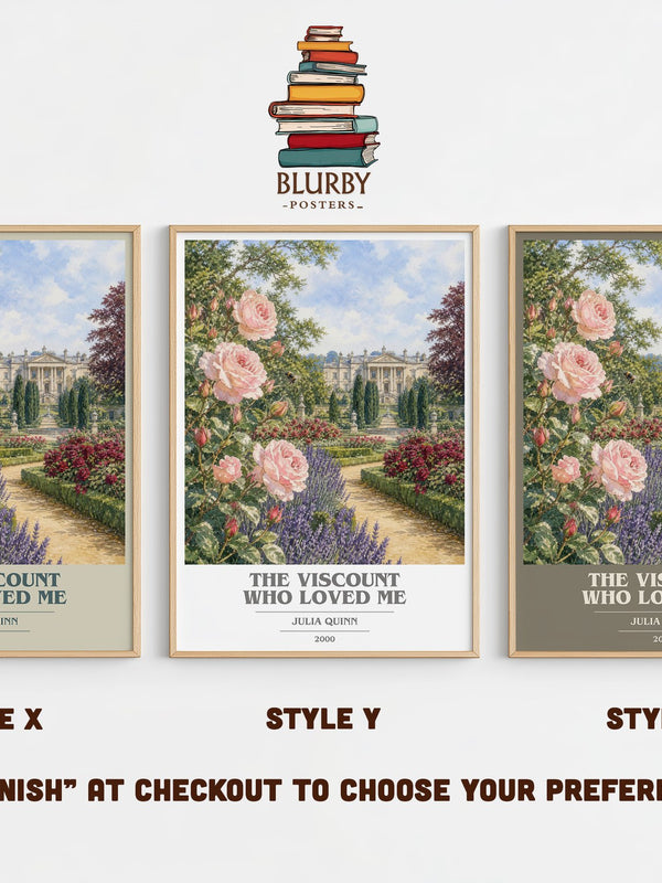 The Viscount Who Loved Me book cover print in frame leaning in hallway – romance wall art